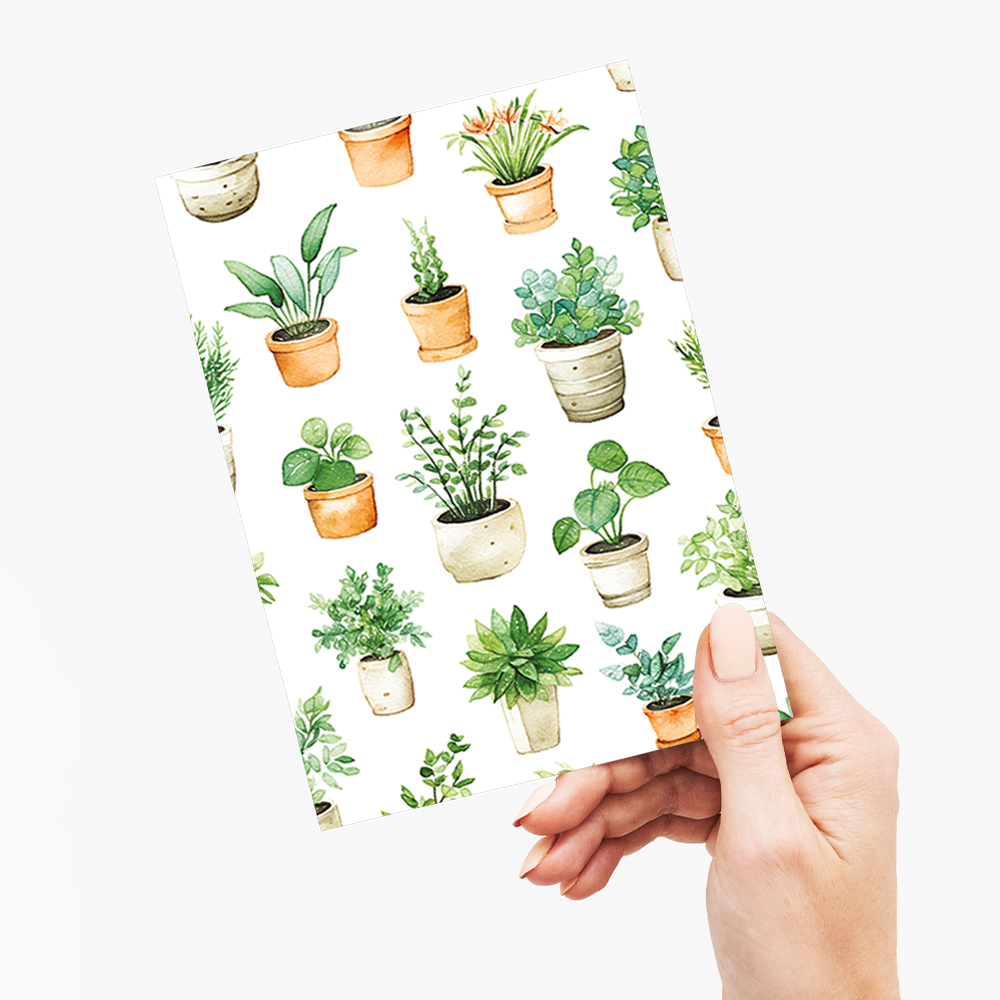 Potted plants pattern - Greeting Card