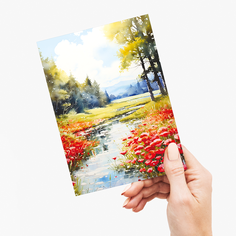 Poppy landscape scene - Greeting Card