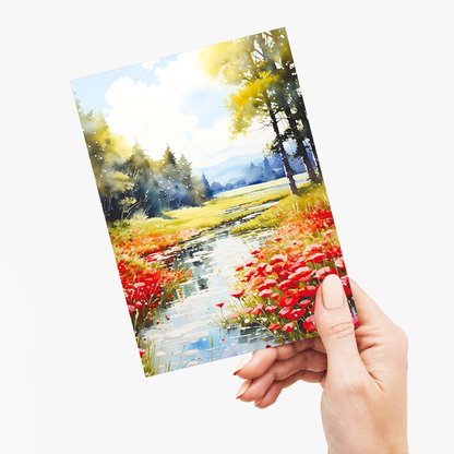 Poppy landscape scene - Greeting Card