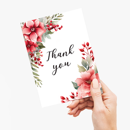 Thank you red flowers - Greeting Card