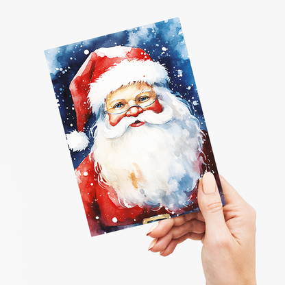 Watercolour painting portrait of santa - Greeting Card