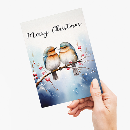 Two Birds on a snowy branch - Greeting Card