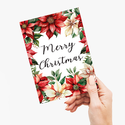 Merry Christmas Poinsettia - Greeting Card