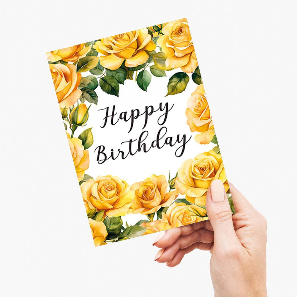 Happy birthday Yellow Roses - Greeting Card
