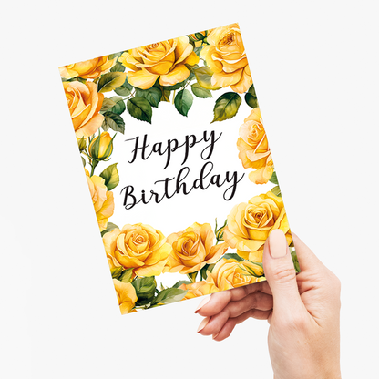 Happy birthday Yellow Roses - Greeting Card