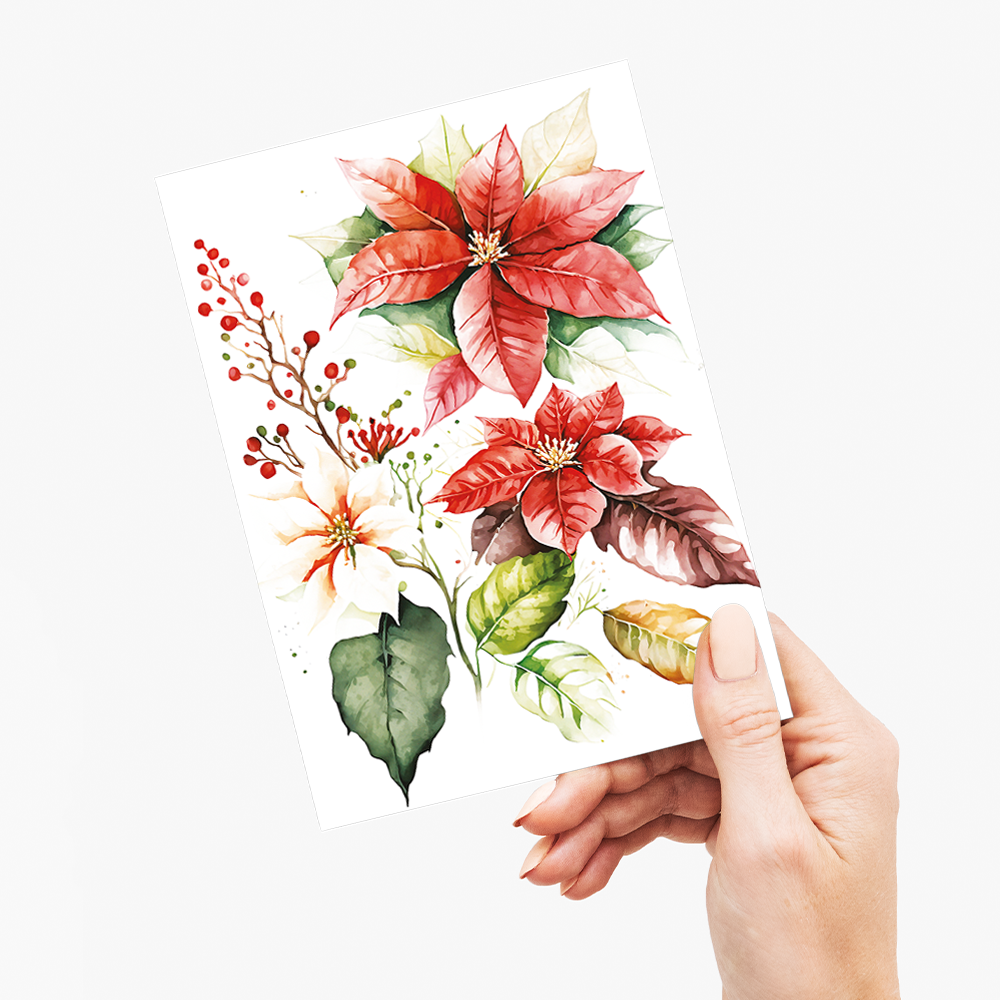Poinsettias II - Wenskaart